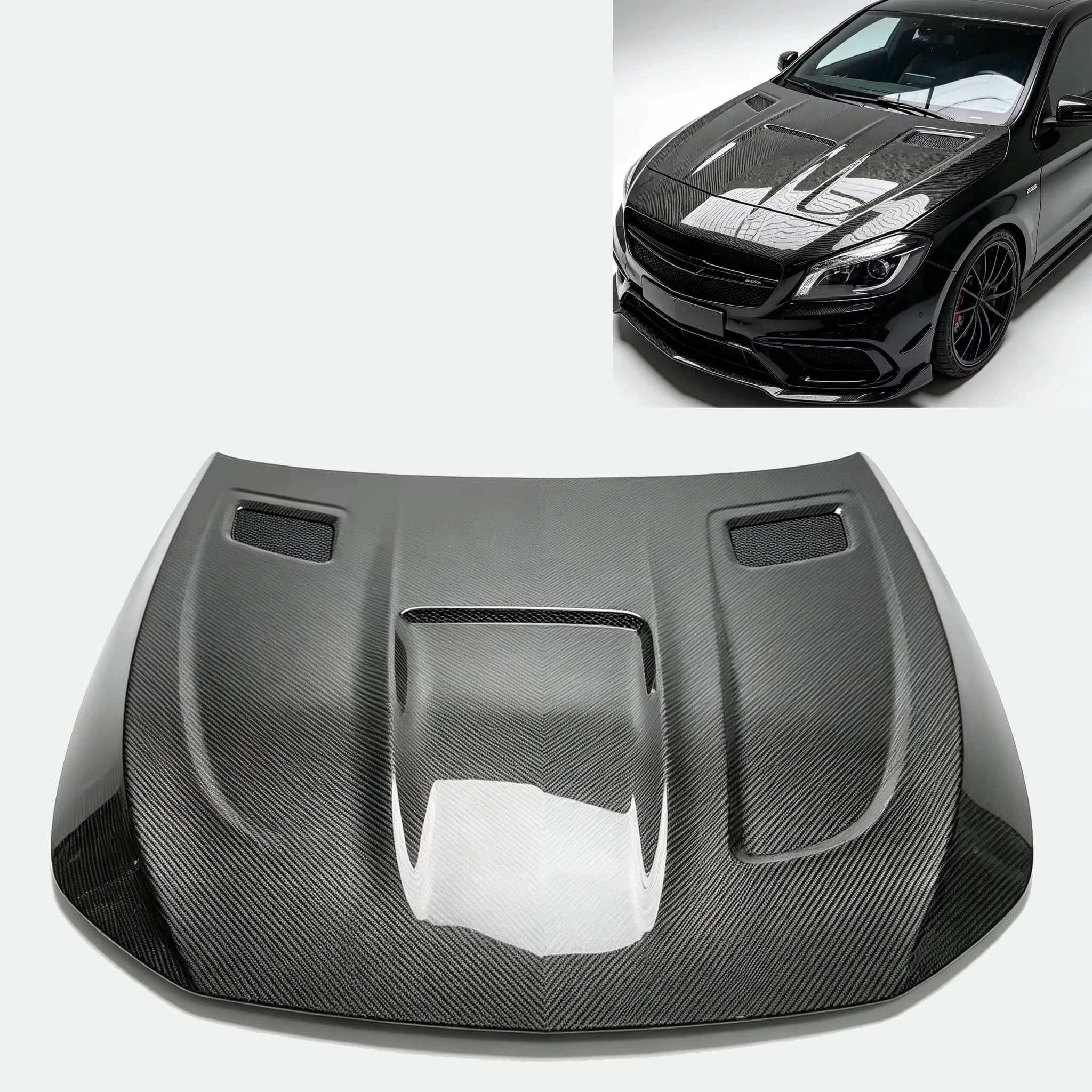 Carbon Fiber Vented Engine Hood Bonnet for Mercedes Benz A Class W177 A35 A45 AMG 2019-2025 Replacement Carbon Hood Racing