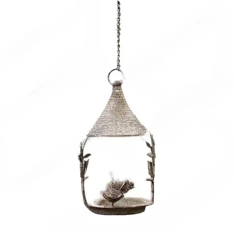 Garden balcony bird feeder, American rural retro wrought iron bird nest, villa courtyard hanging type