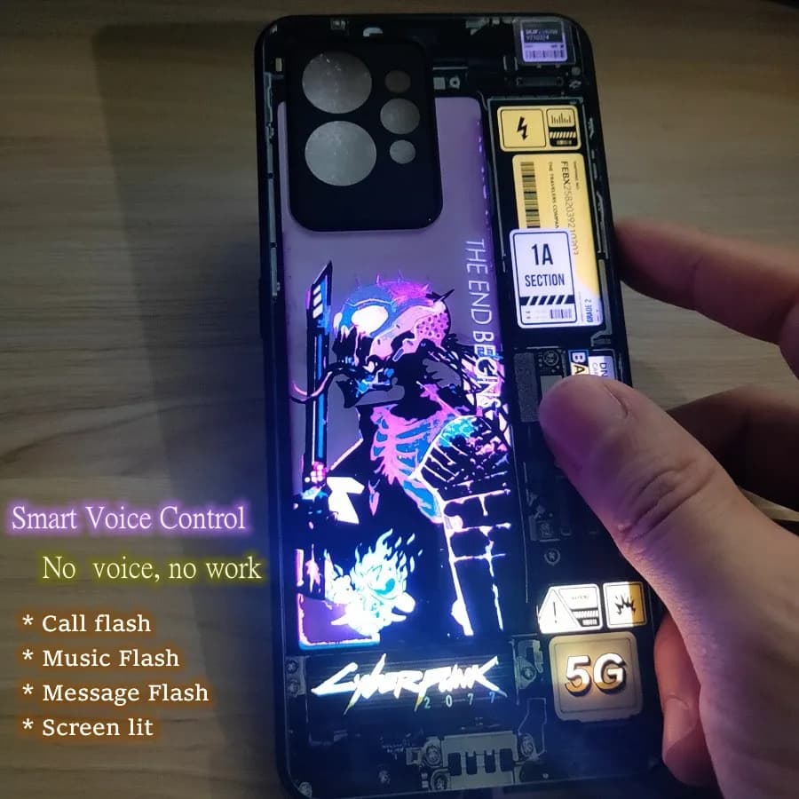 Cyber Style Luminous Phone Case For Samsung S23 S24 S21 Ultra S22 Plus S20 FE A73 A53 A14 A72 A52 Note20 Ultra LED Light Cover