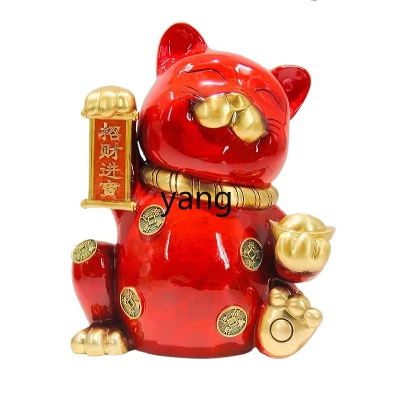 LT Lucky Cat Copper Ornament Living Room Tabletop Ornament Decorative Crafts