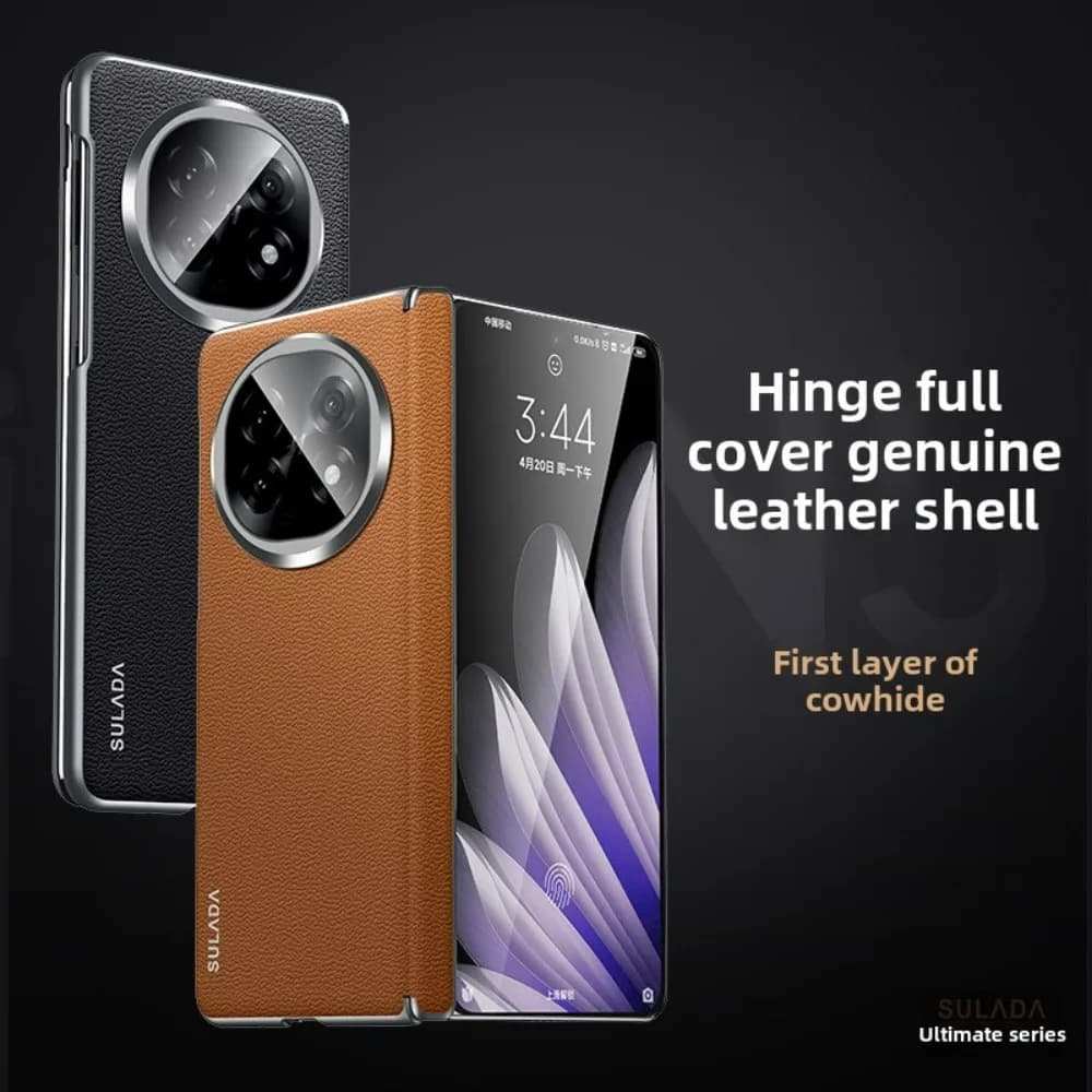 For OPPO Find N6 N5 Case High Quality Matte Leather Folding Hinge Built in Magnetic Wireless Charging Shockproof Hard Back Cover