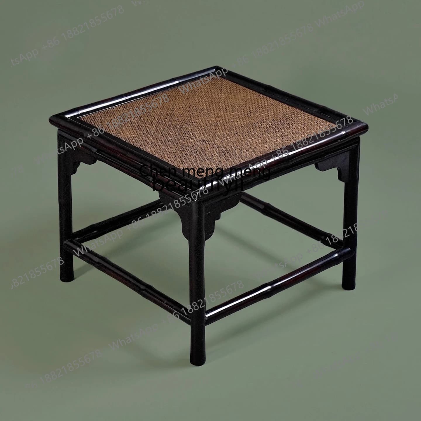 Ming Style Small Square Table Handmade Bamboo Furniture Red Bamboo Backrest Chair Tea Table Antique Small Square Table