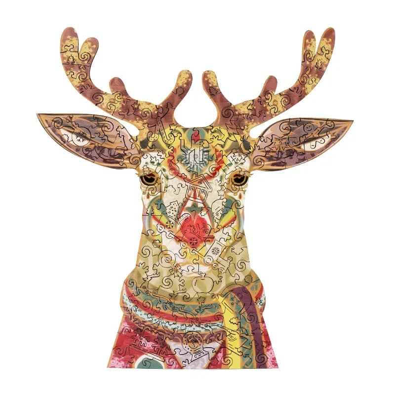 Christmas elk special-shaped wooden puzzle high-difficulty creative Christmas gift