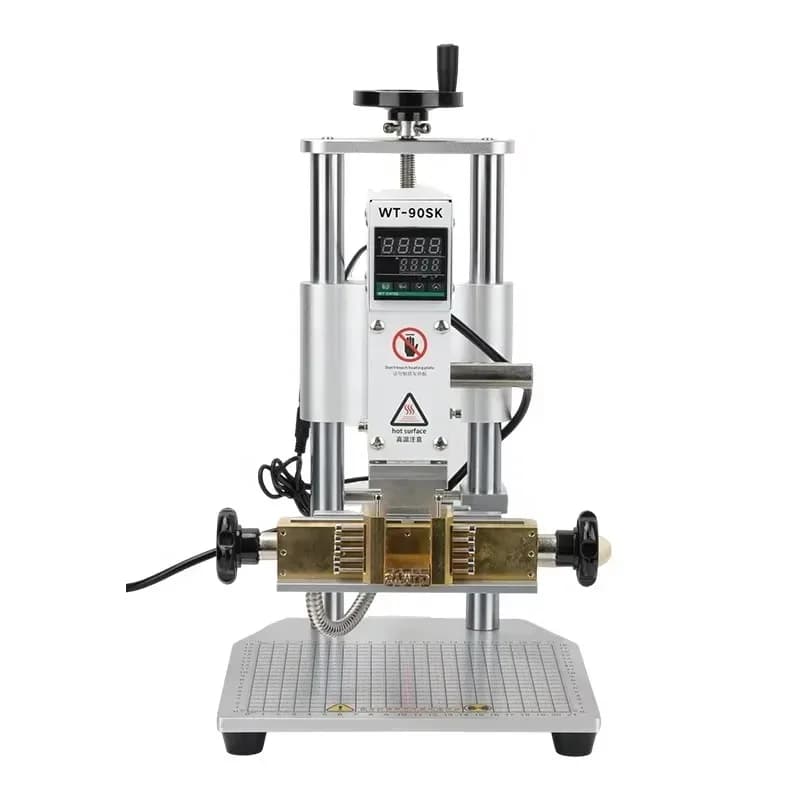 Multifunctional Large Base,Double Pole Column Manual Bronzing Machine Leather Logo Embossed T Slot Hot Stamping Machine