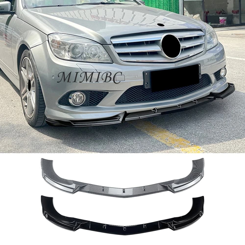 For Mercedes Benz C Class W204 2007-2010 AMG Line Pre Front Bumper Shovel Front Lip Spoiler Exterior Modification Glossy Black