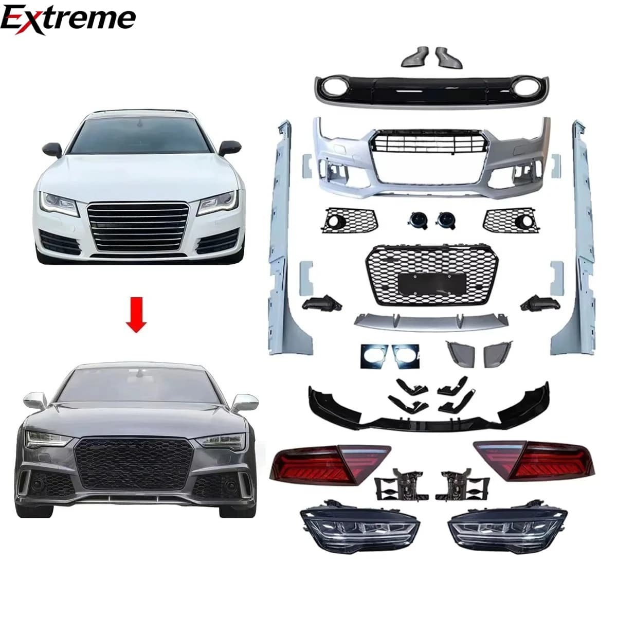 Factory Price Facelift Body Kit for Audi A7 C7 2012-2015 Alterated  to 2016 Model With Headlights Taillights.