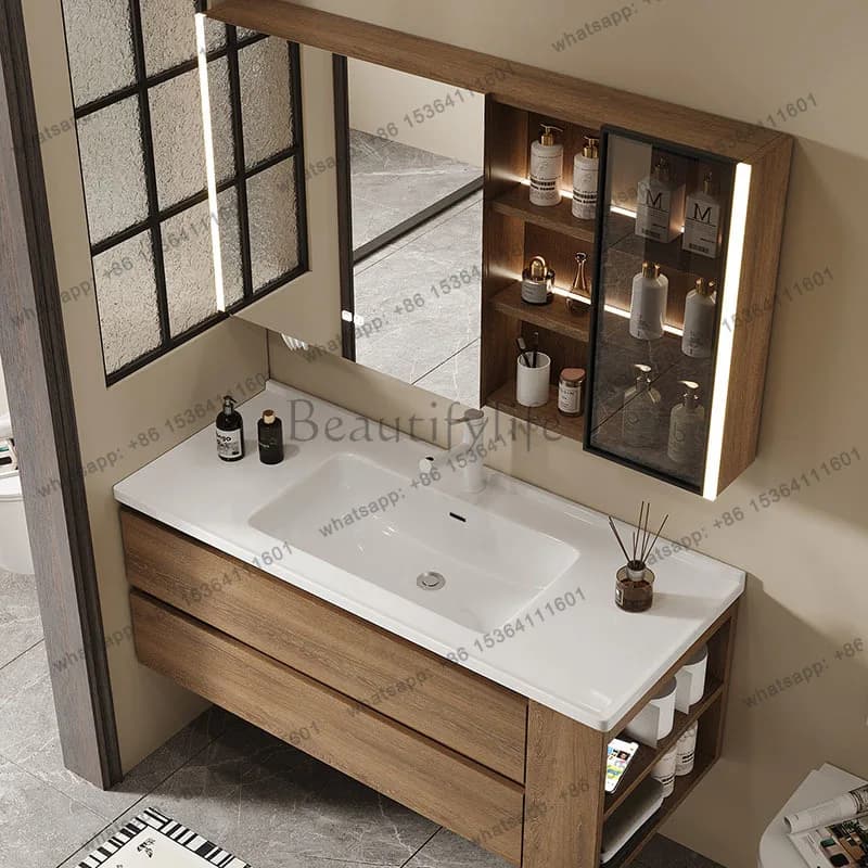 YJ Partitions Luxury Bathroom Cabinet Organizer Mirror Makeup Decorations Cupboard Skincare Perfume Archivadores Salon Furniture