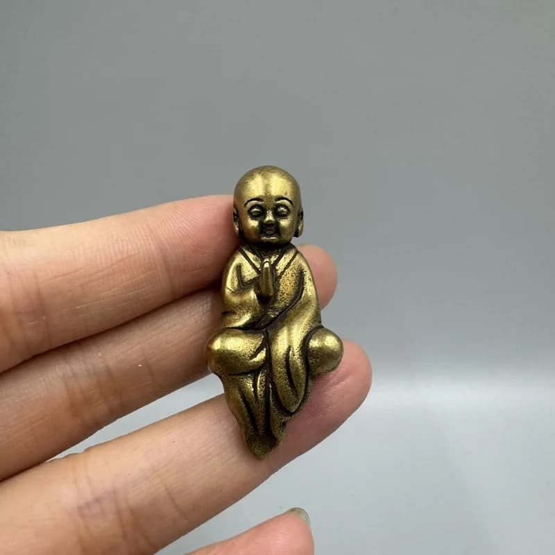 Collectible Bronze Zen Monk Figurine Antique Brass Buddha Decoration