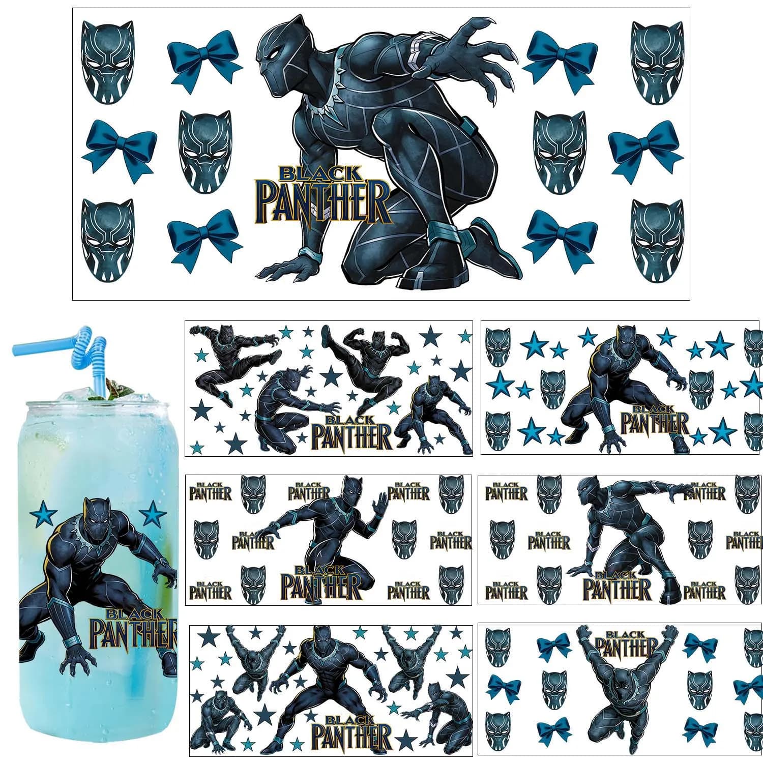 5pcs set bundle Super Hero Cartoon UV DTF Transfer Sticker DIY Decals 3D transfers uvdtf stickers 16oz uv dtf cup wraps
