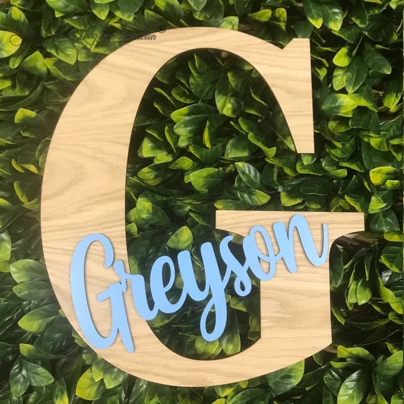 Custom Personalised Painted Wooden Letter Sign -  Veneer Name Plaque