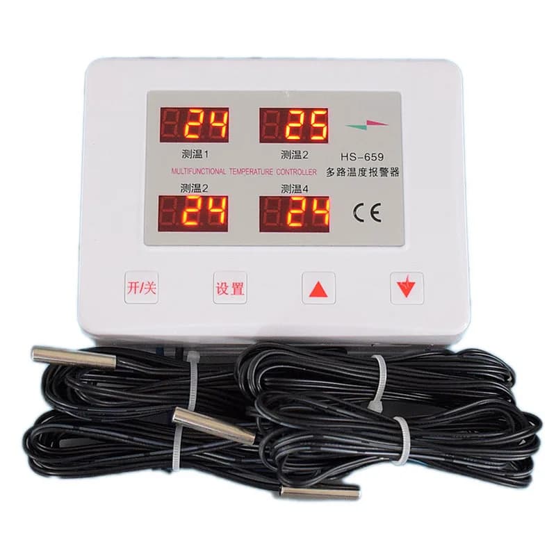 Farm temperature monitoring instrument, four-way temperature measurement unattended high and low temperature alarm