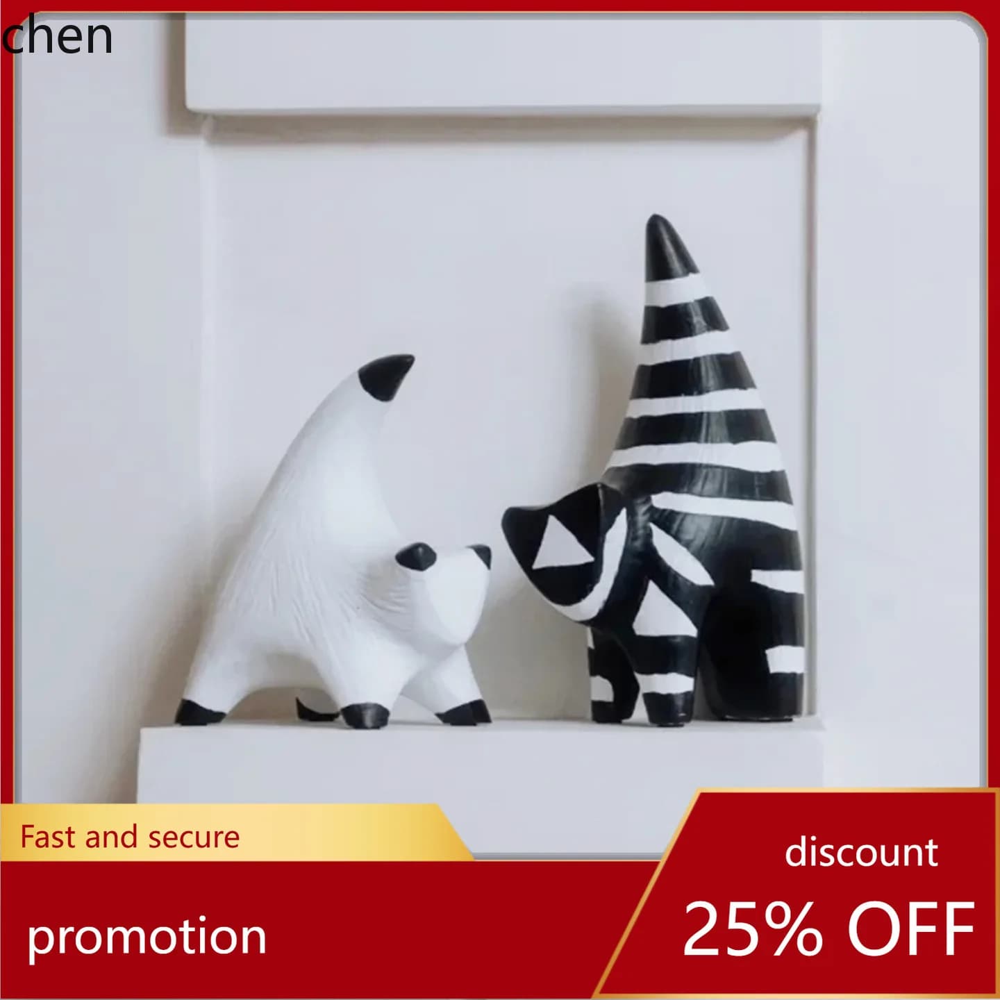 HT Simple Modern Black and White Striped Flat Cat Ornament Model Room Entrance Coffee Table  Home Desktop Soft Decoration