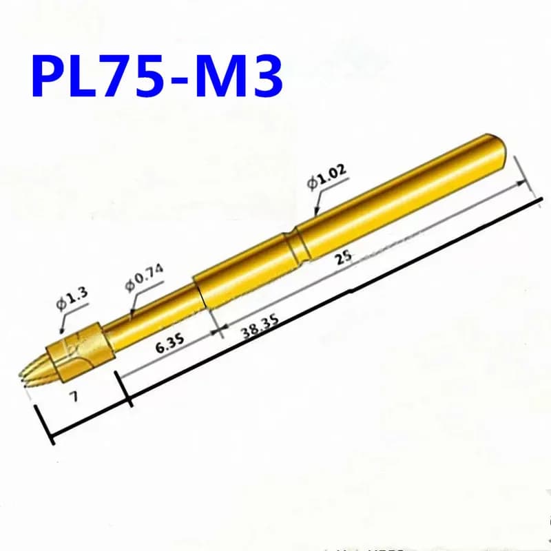 10PCS PL75-M3 Three Point Spring Test Pin Outer Diameter 1.02mm Length 38.35mm Used For ICT Spring Needle Fixture