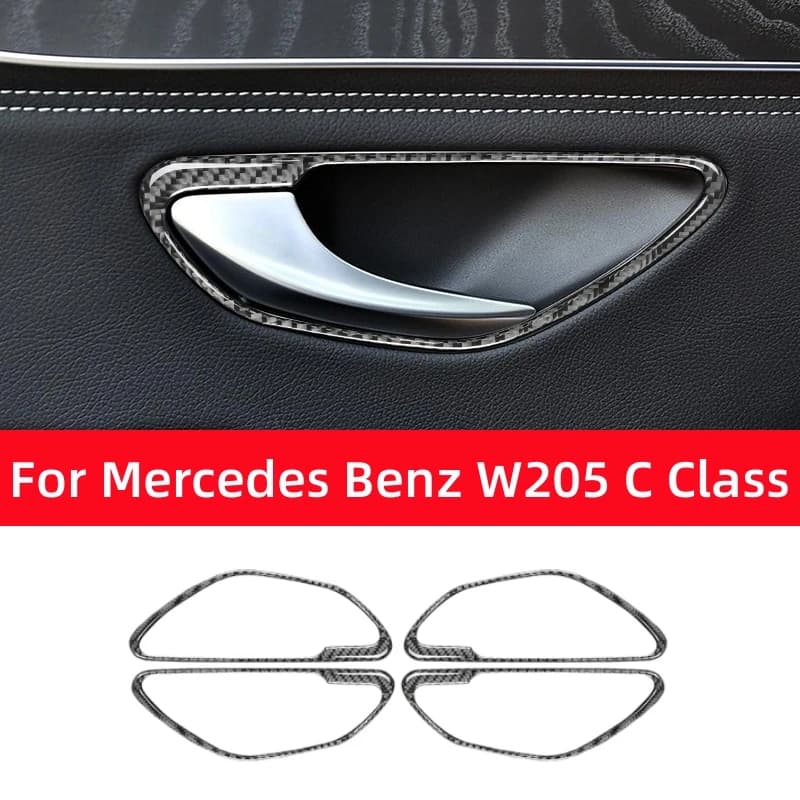 For Mercedes Benz C GLC Class W205 X253 Carbon Fiber Interior Door Handle Frame Decoration Cover Trim Sticker Car Accessories