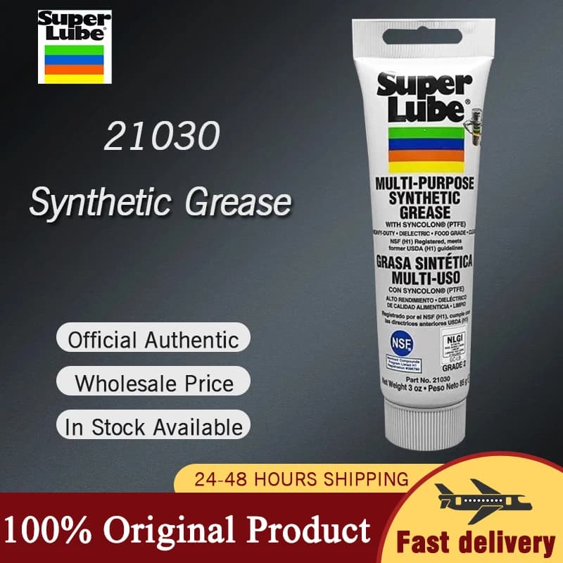Original Super Lube 21030 Multi-Purpose Synthetic Grease PTFE Lubricant NSF Food Grade Grease for Track Hinge Chain 3 Oz Tube