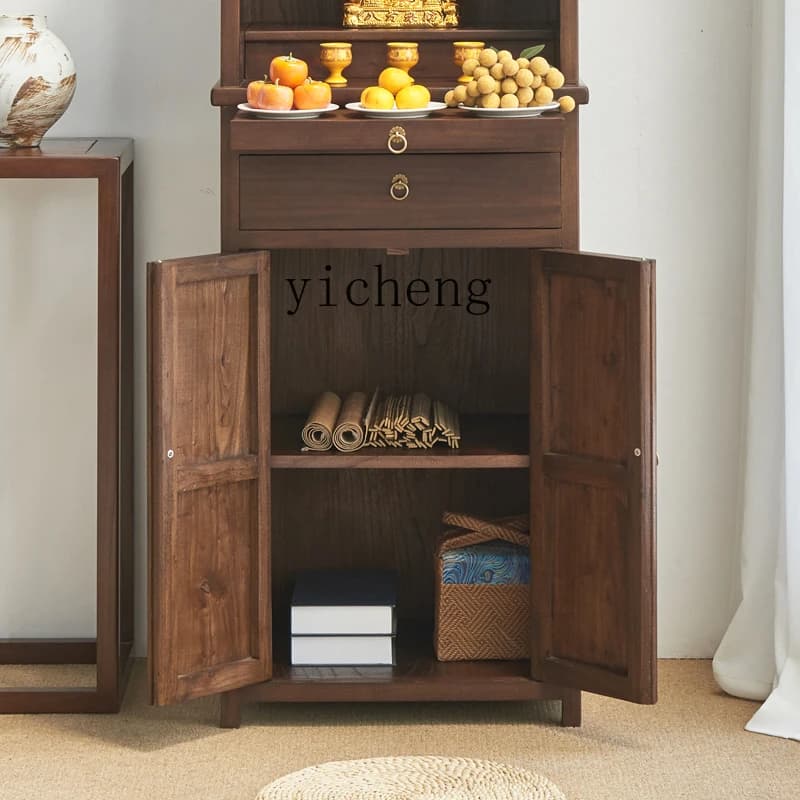FZ Buddhist Niche Vertical Cabinet Household God Of Wealth Incense Case New Chinese Style Cabinet With Door Solid Wood