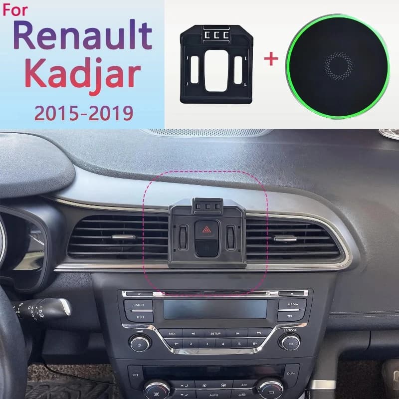 Magnetic Car Phone Holder For Renault Kadjar 2015 2016 2017 2018 2019 15W Wireless Charging MagSafe Stand Car Bracket Accessorie