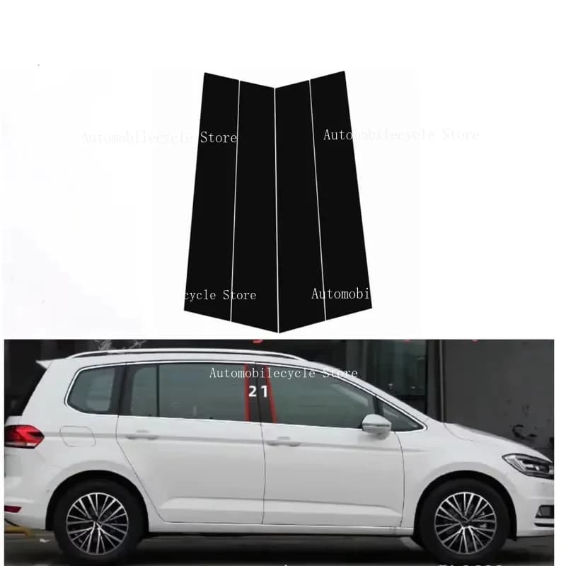 4PCS Glossy Black Pillar Posts Fit For Volkswagen VW Touran L 2016 2017 2018 2019 2020  Window Moulding B C Center Sticker Cover