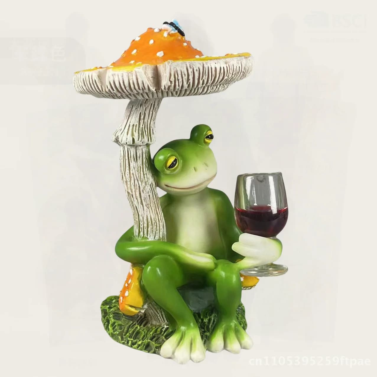 Frog Mushroom Resin Ornaments UFO Small Statue - Indoor Outdoor Garden Decor Pastoral Style Red Wine Yellow Mushroom Home Decor