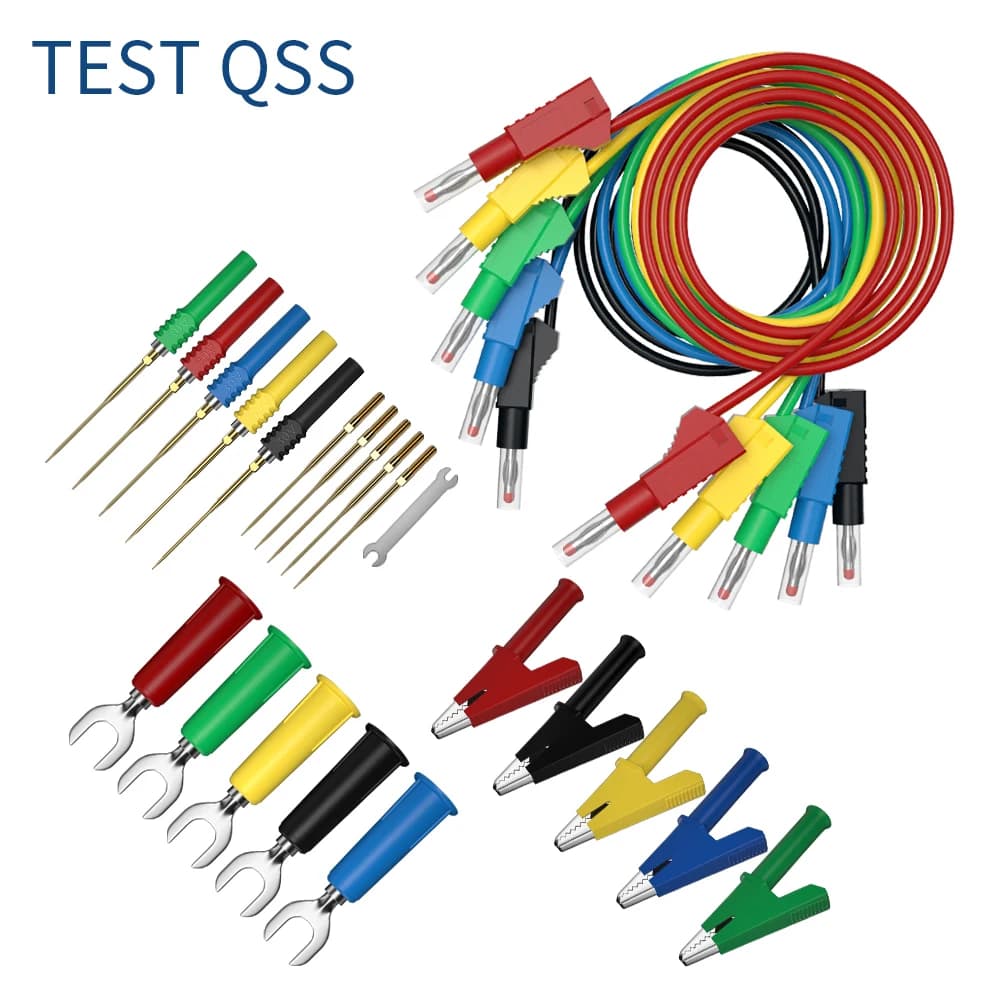 QSS 31PCS Dual Banana Plug Multimeter Test Lead Kit with Alligator Clips U-type Plug Replaceable Test Probe Q.T8003