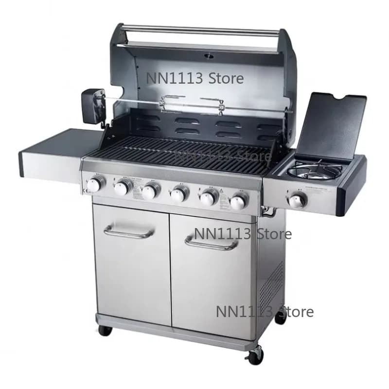 Commercial Stainless Steel 6 Burners Grill Removable BBQ  Grills With Table