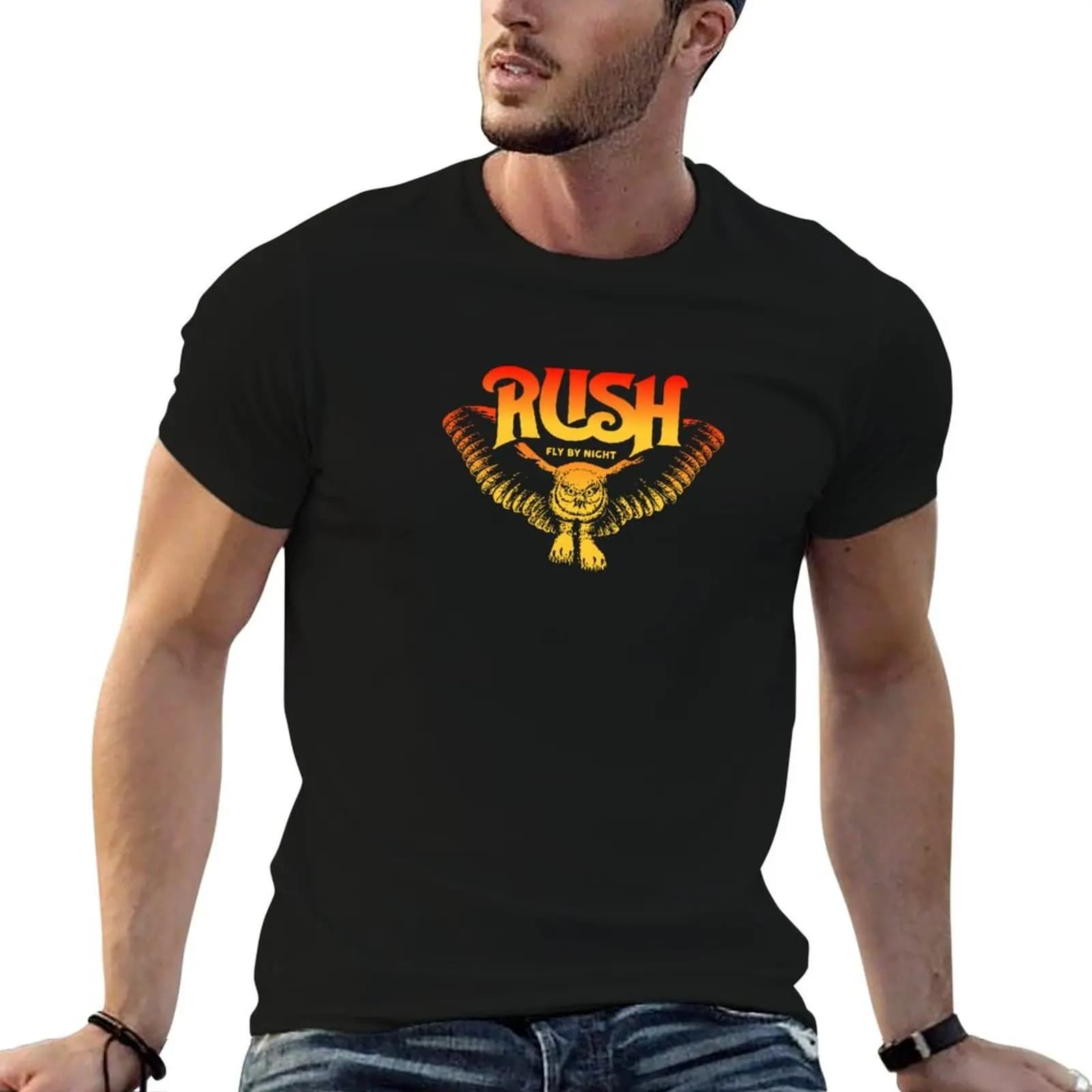 RUSH Owl Gradasi T-Shirt Aesthetic clothing custom t-shirts men t shirts