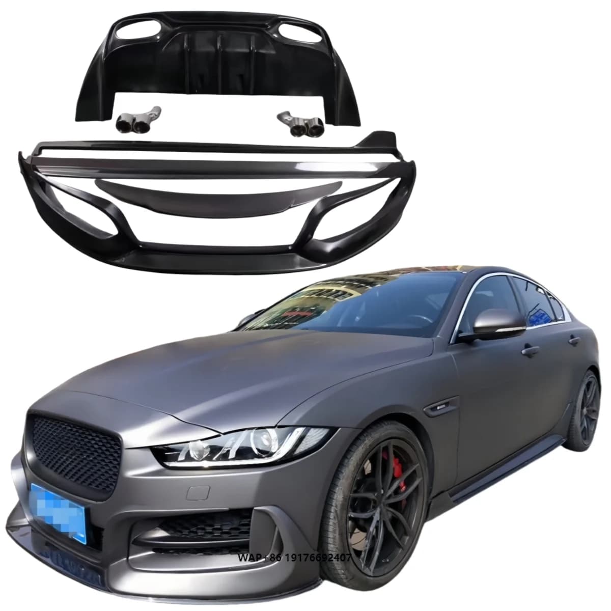 For Half Carbon Fiber Front Lip Side Skirts Rear Diffuser Splitter forJaguar XE 2015-2019 Body Kit