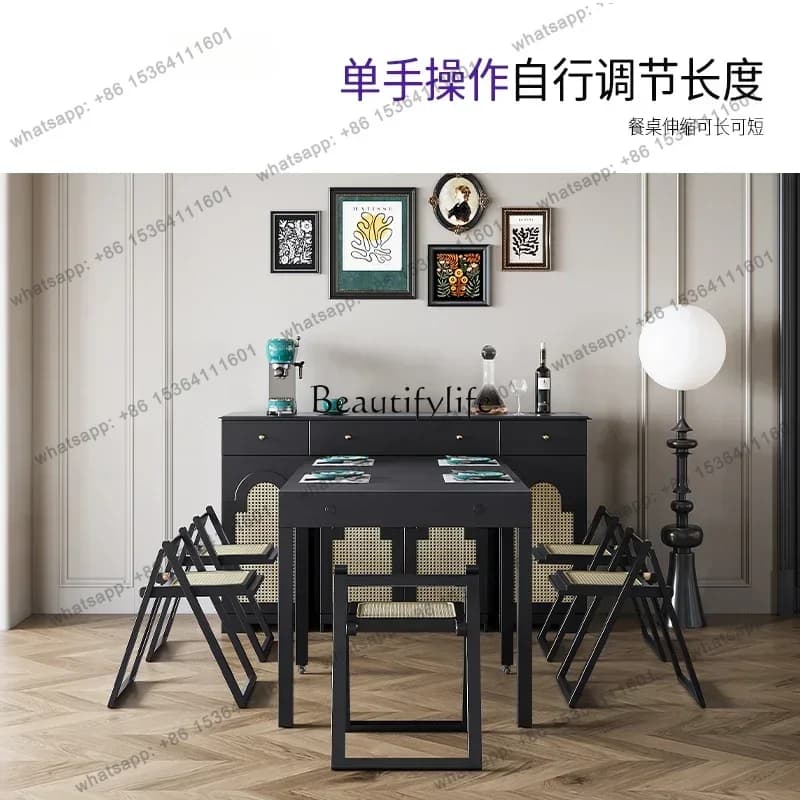 Customization American retro style island dining table integrated household retractable side cabinet folding dining tableL