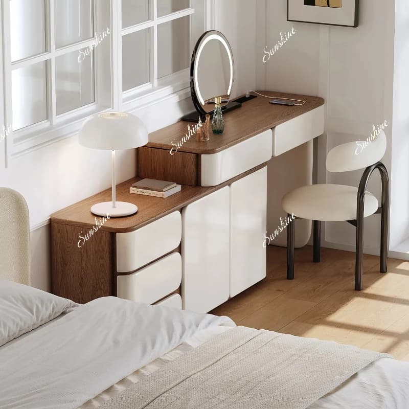 Medieval cream style dresser chest storage integrated