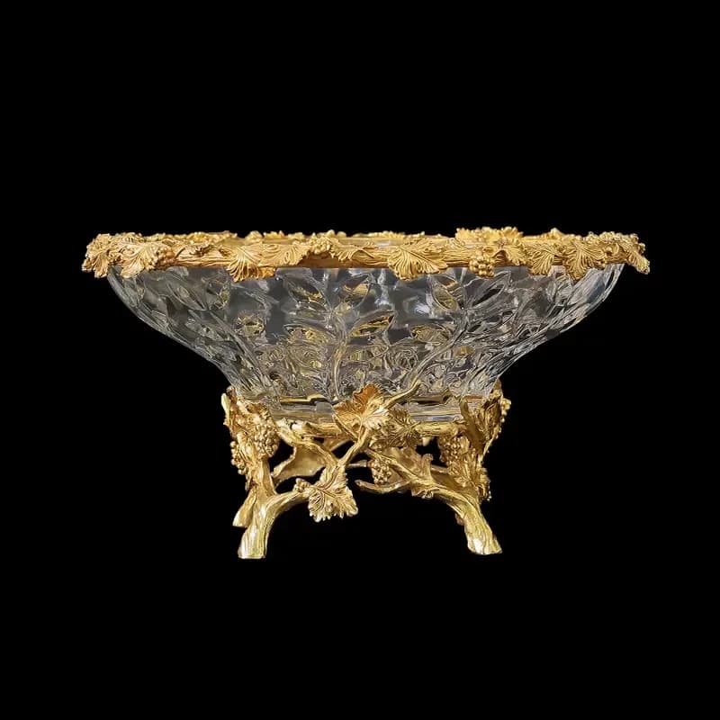 Jewellerytop New Designs Brass Crystal Home Hotel Table Decoration Accessories Large Fruit Plate