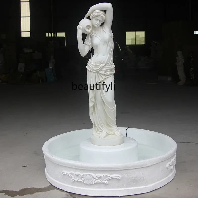 European ladies outdoor water garden decoration water circulation fountain character multi-work ornament, landscape creativity