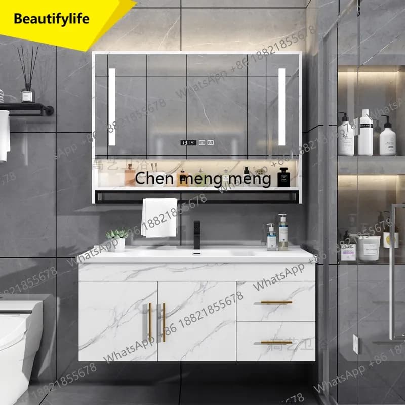 A17 Vanity Mirror Bathroom Cabinet Storage Drawers Accessories Wall Bathroom Cabinet Sink Modern Meuble Salle De Bain Furnit