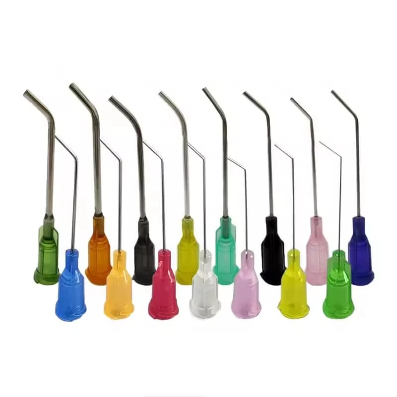 1.5inch Luer Lock Bent 45° Needle Screw Dispensing Needle Blunt Tips, Plastic Steel Syringe Dispenser Needle For Glue Applicator