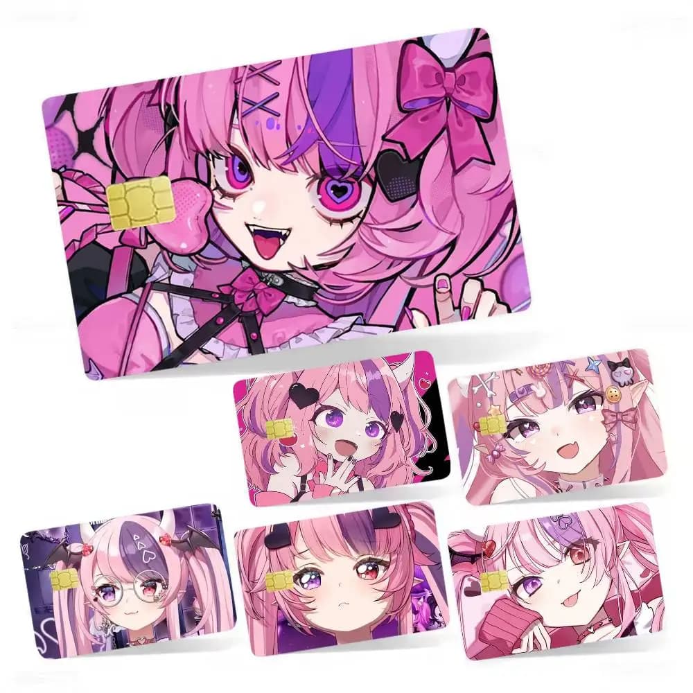 I-Ironmouse VTuber 4pcs 1Set Laser Holographic Sticker Skin Cover for Credit Bank Debit Card
