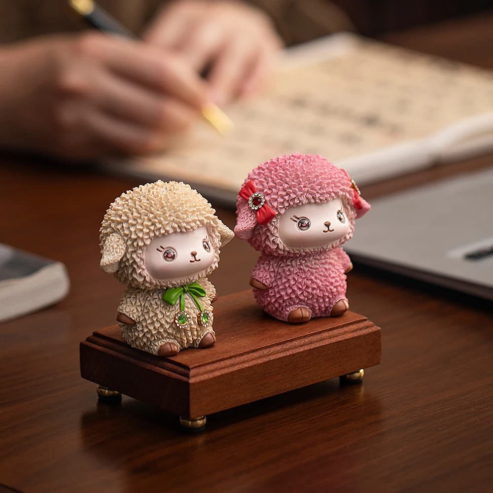 Cute Fluffy Textured Resin Sheep Figurine, Kawaii Lamb Statue  Bow, Mini Animal Ornament for Car Dashboard, Desk Decor gifts