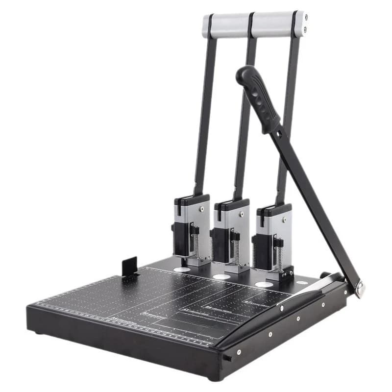 Three-hole punching machine, manual file binding machine, dual-purpose punching and cutting paper