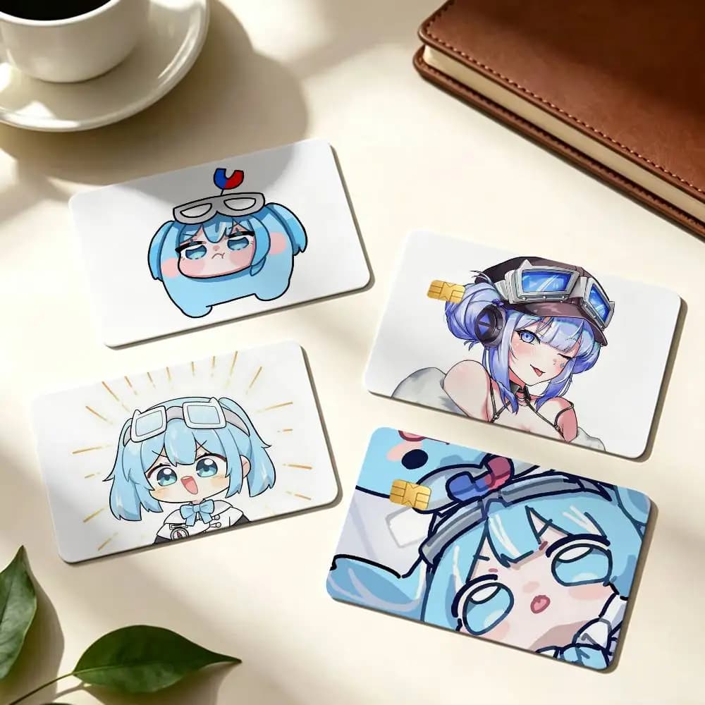 Kawaii Girl S-StelLive A-Arahashi Tabi 1Set 4Pcs Card Skin Sticker Waterproof Decorative Film for Credit Debit Bank Bus IC Card