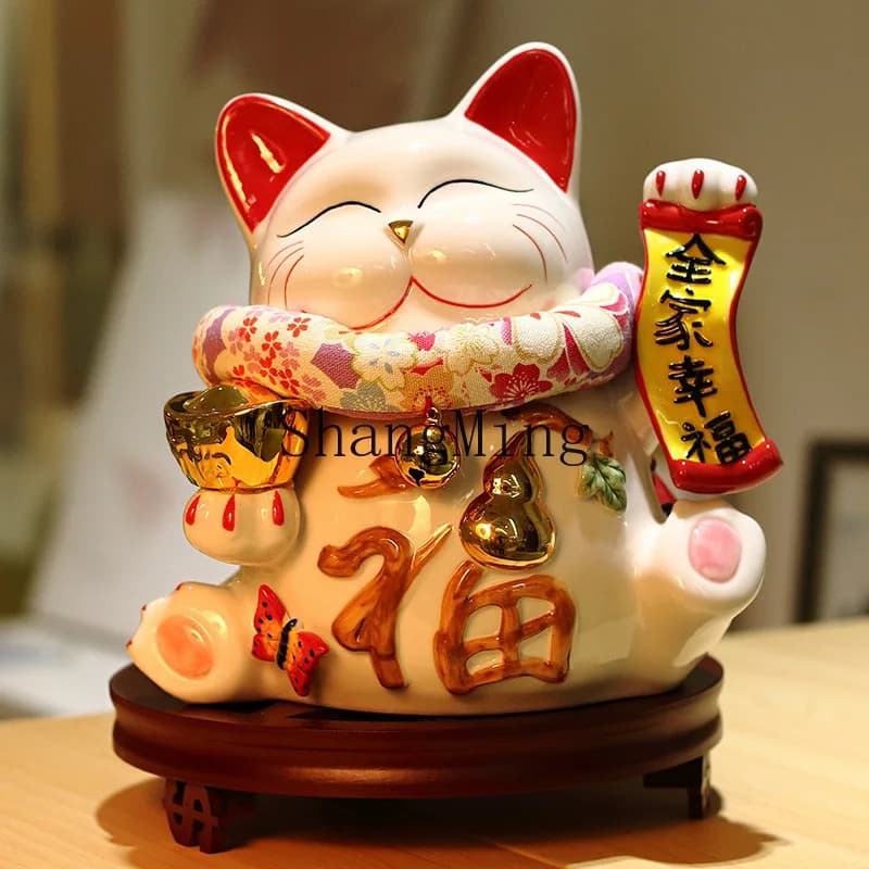 SM ceramic crafts lucky cat ornament large ceramic piggy bank creative gift ornament