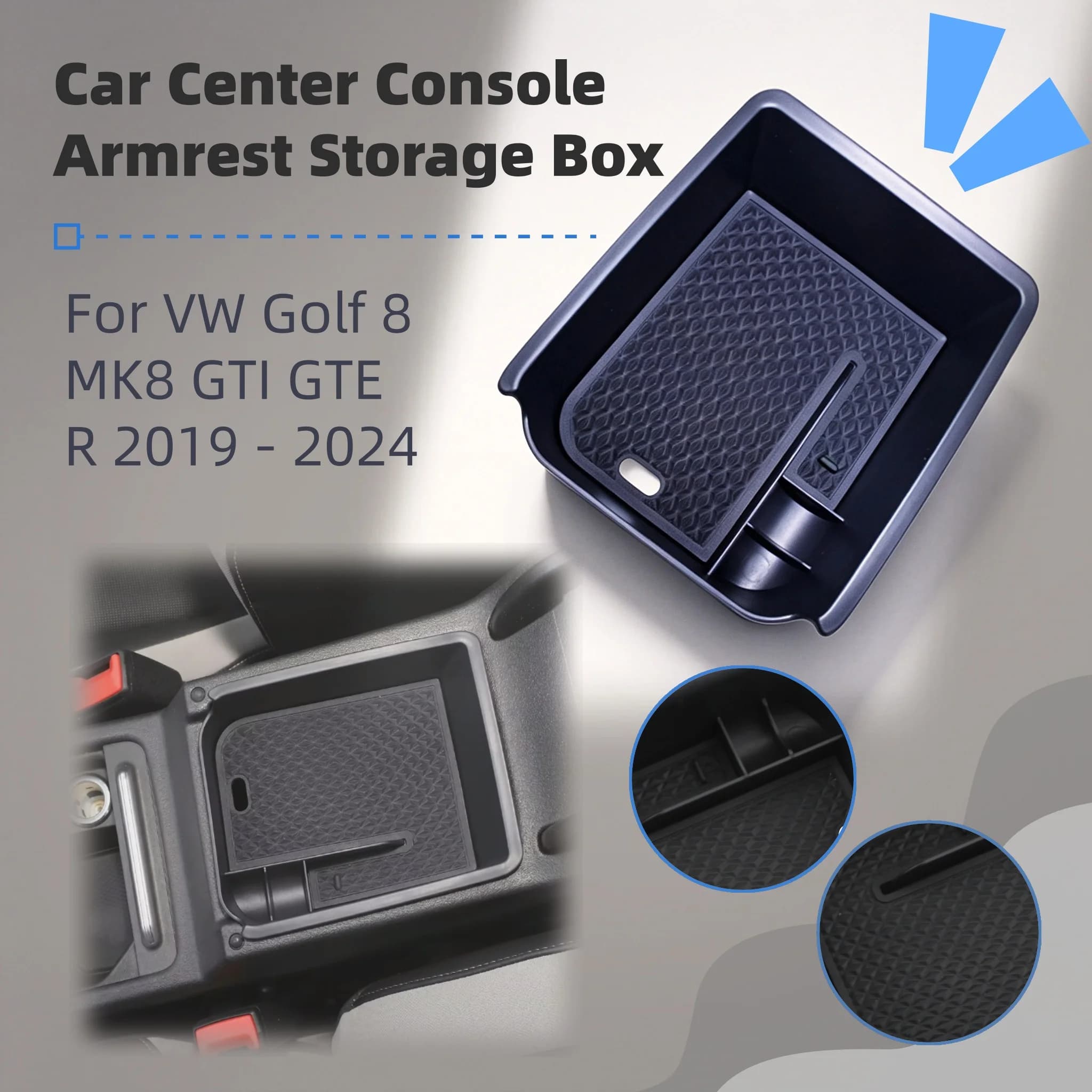 For VW Golf 8 MK8 GTI GTE R 2019 - 2024 Car Armrest Stowing Tidying Storage Case Center Console Box Holder