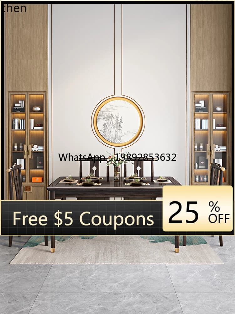 AB all solid wood dining table and chair combination household size simple rectangular dining table