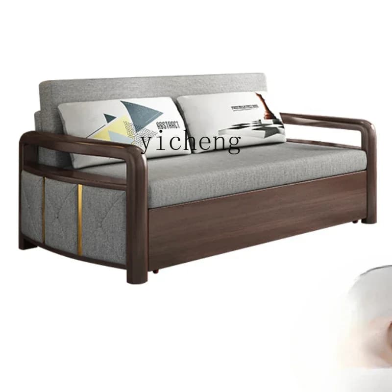 ZZTQH solid wood sofa bed living room multi-functional dual-purpose foldable storage sofa retractable bed