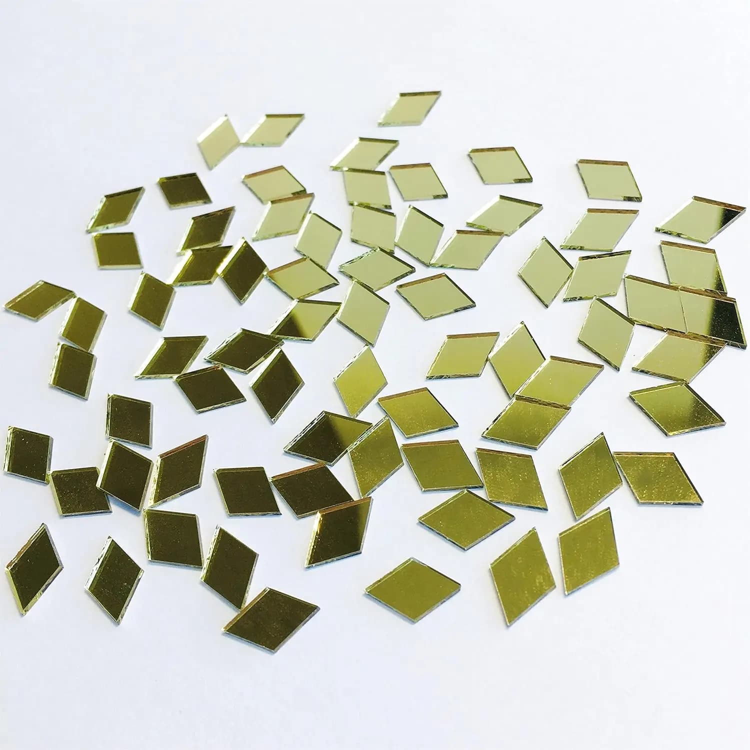 200 Pcs Mini Diamond Shape Mirror Mosaic Tiles for Craft Work, Disco Ball Mirror, Home Decor (Gold)