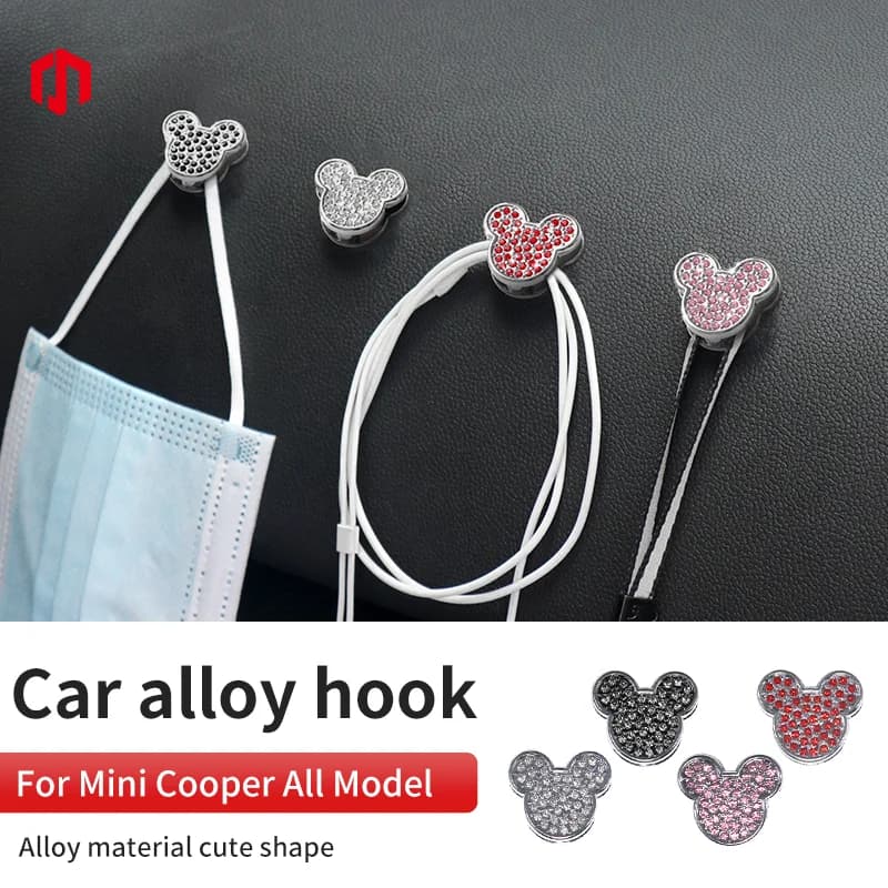 Alloy Car Diamond Studded Small Hook For Mini Cooper F56 F60 R56 R60 F65 F66 U25 J01 General Dashboard Hook Car Accessories