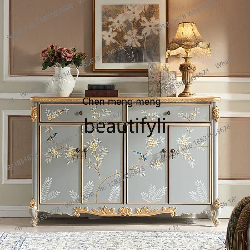 European light luxury, home door storage space saving solid wood, painted porch cabinet locker6220