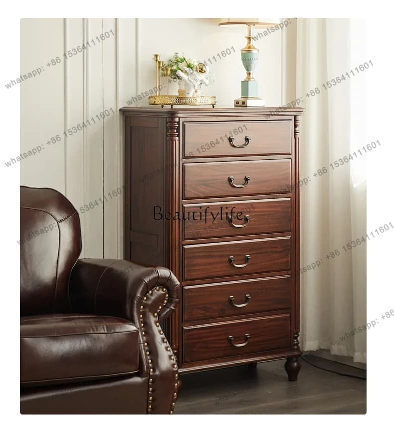 Customization -American all-solid wood chest, black walnut chest, six-bucket locker
