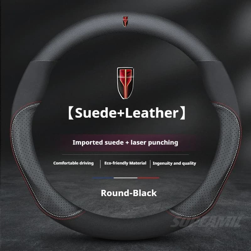 For Hong Qi Red Flag H5 FAW HS3 HS5 HS7 H6 H7 H9 EH7 E-QM5 HS9 Leather Suede Anti-slip Car Steering Wheel Cover Auto Accessories
