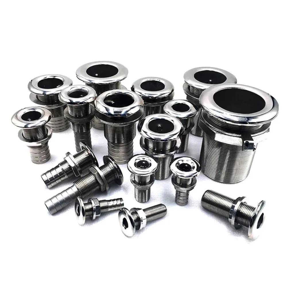1Pc 316 Stainless Steel Through Hull Fitting Connector Hose Marine Floor Drain Boat Drain Outlet for Yachts Boats Ship Scuppers