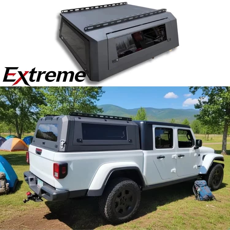 Dual Cab 4x4 Sliding Window Off Road Style Manganese Steel Truck Canopy for Dodge Ram 1500 Ford F150 Toyota Hilux Ute Canopy