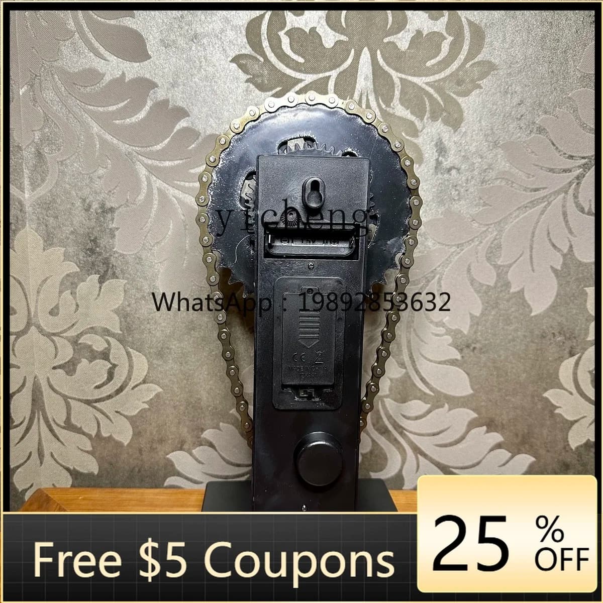 AB  home, chain seat clock, retro rotating gear mechanical clock, metal mechanical wind ornament gifts