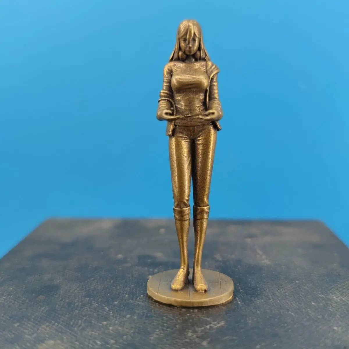 ​​Mini Brass Succubus Figurine - Innocent Anime Girl Statue, Desktop Decor Collection Gift, Tabletop Miniature Landscape Model​​